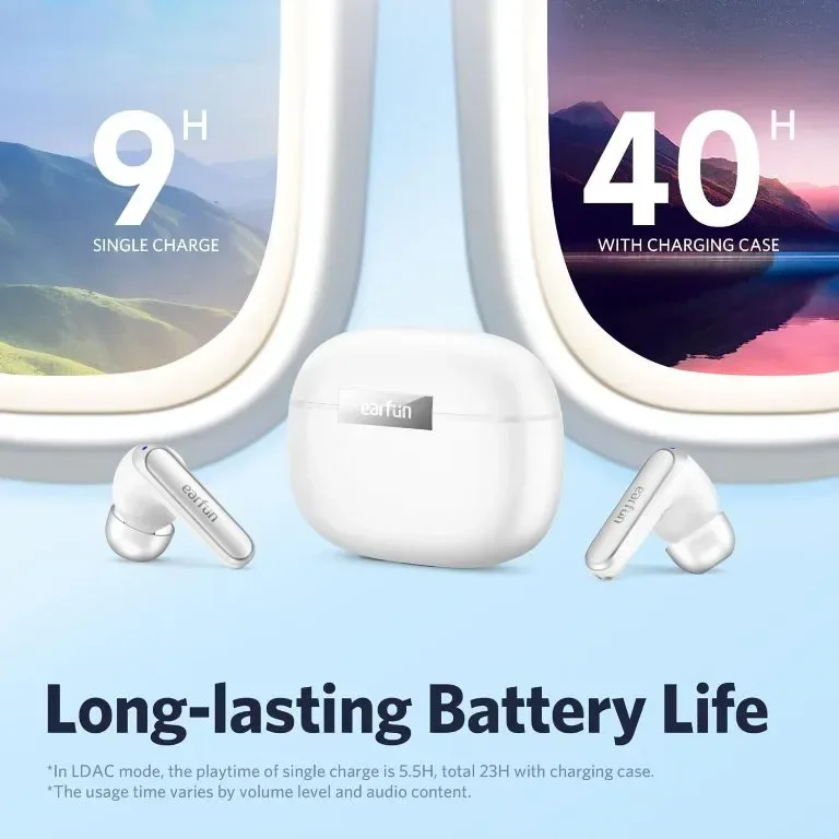 EarFun Wireless Earbuds Air 2, Bluetooth 5.3 слушалки с Hi-Res звук, LDAC, 4 ENC, IPX7, 40 часа, бял — снимка 6