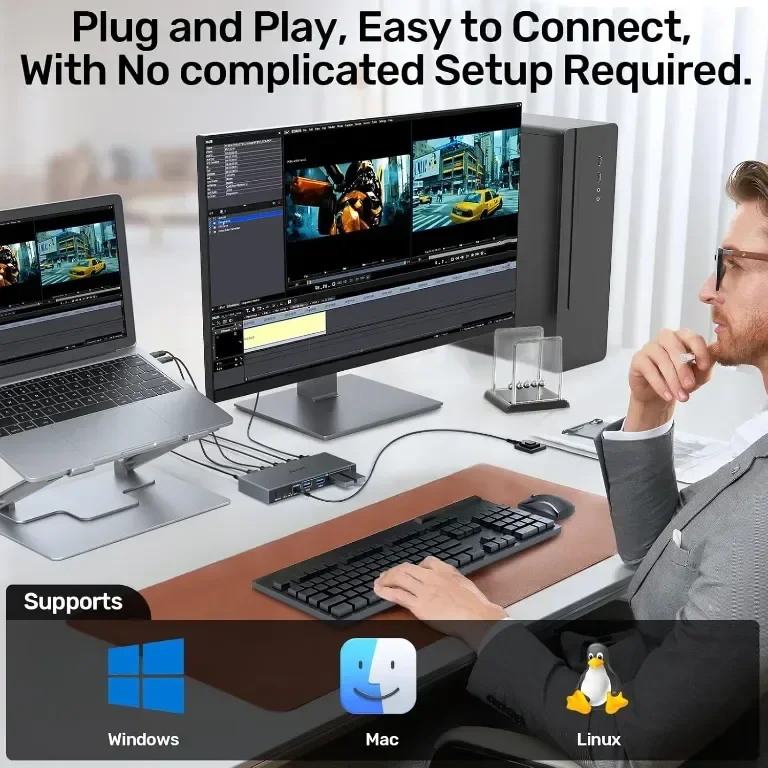 Alxum HDMI KVM превключвател 2 компютъра - 1 монитор USB 3.0 4К 60Hz, контролер и два USB3.0 кабела — снимка 5
