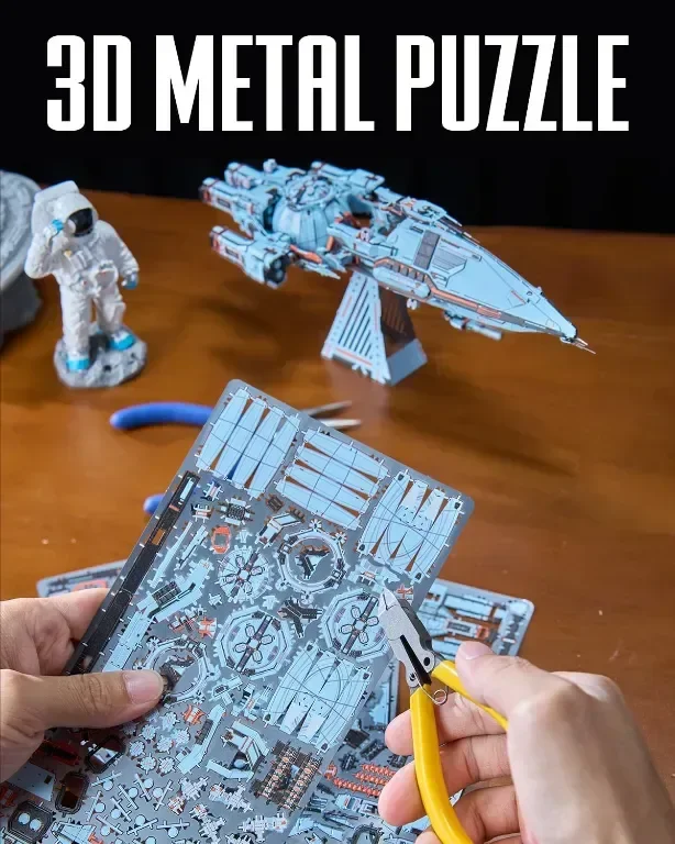 Piececool 3D пъзел метален син космически боен кораб, 259 части — снимка 6