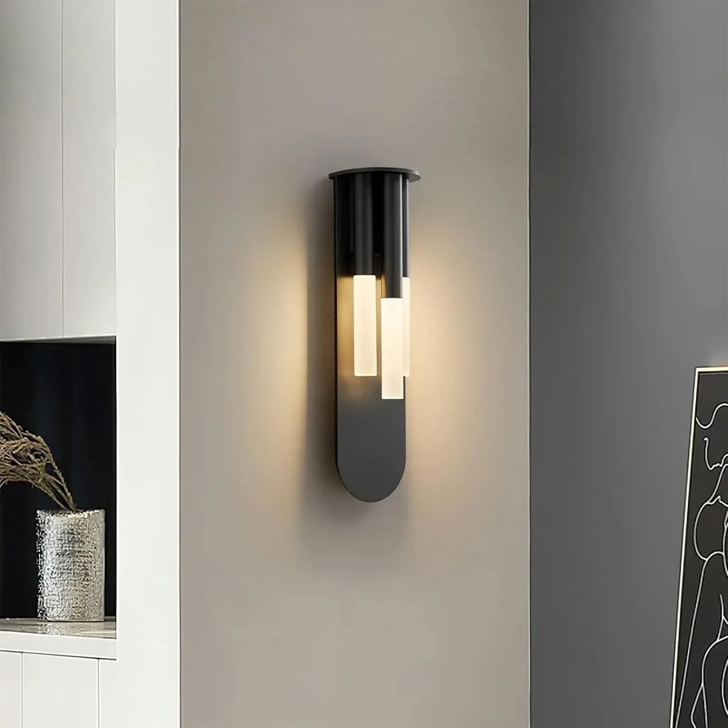 LED аплик за стена (външен/интериор) с алуминиев корпус и цилиндричен дизайн 43 см — снимка 2