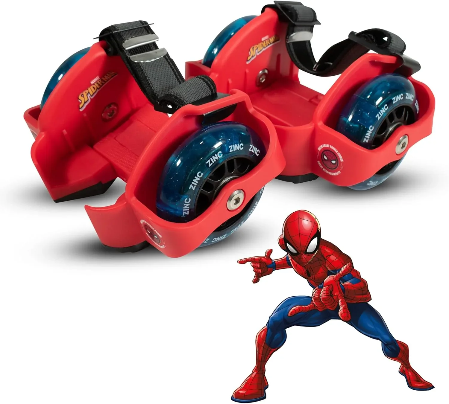 Zinc Street Gliders Marvel Spider-Man – светлинни плъзгащи обувки за лед/тротоар, 5+ години