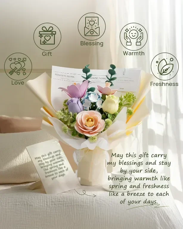 ROKR Flower Bouquet 3D пъзел букет модели комплекти за възрастни, изкуствени цветя, 450*320*420 мм — снимка 4