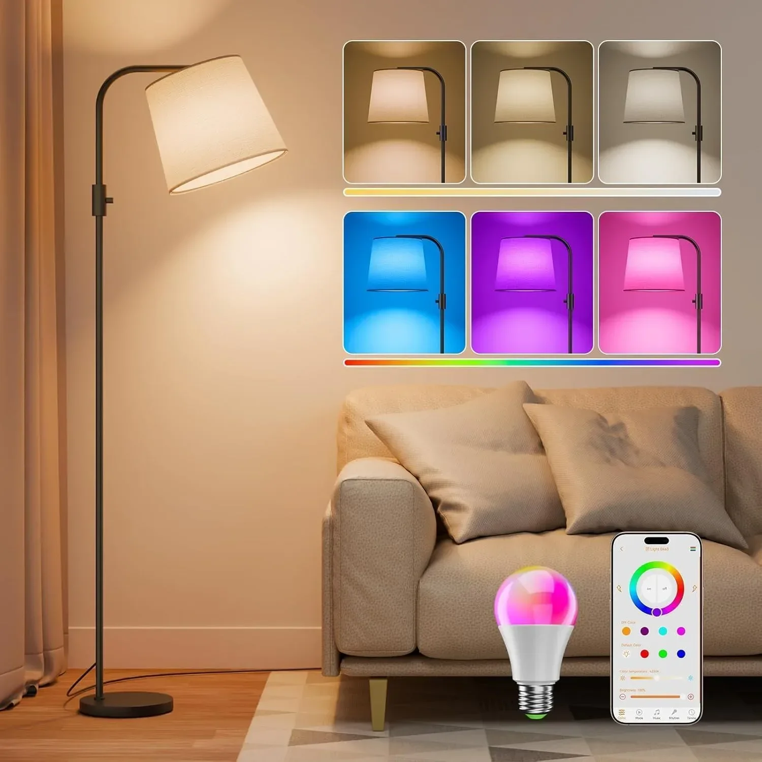 Умна RGB дъговидна подова лампа DUSKTEC с приложение и Alexa