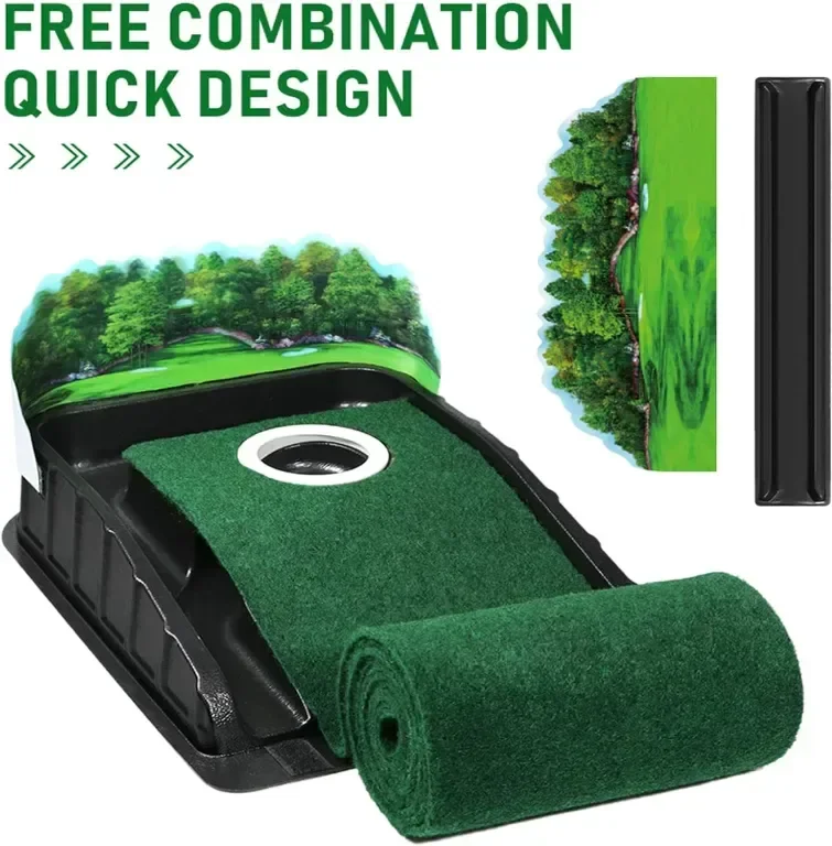 JIMITOP Putting Green Indoor - Постелка за голф с лещовидна 3D задна плоча, връщане на топката — снимка 5