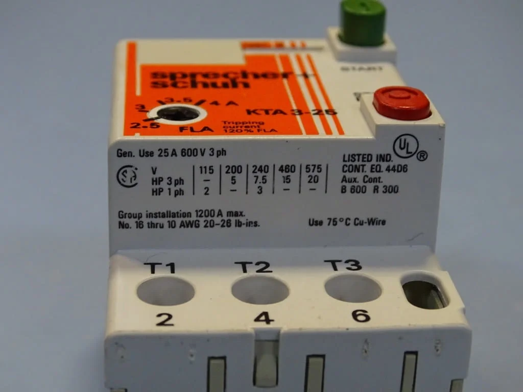 Моторна защита Sprecher+Schuh KTA 3-25 2.5/4A overload relay motor control — снимка 6