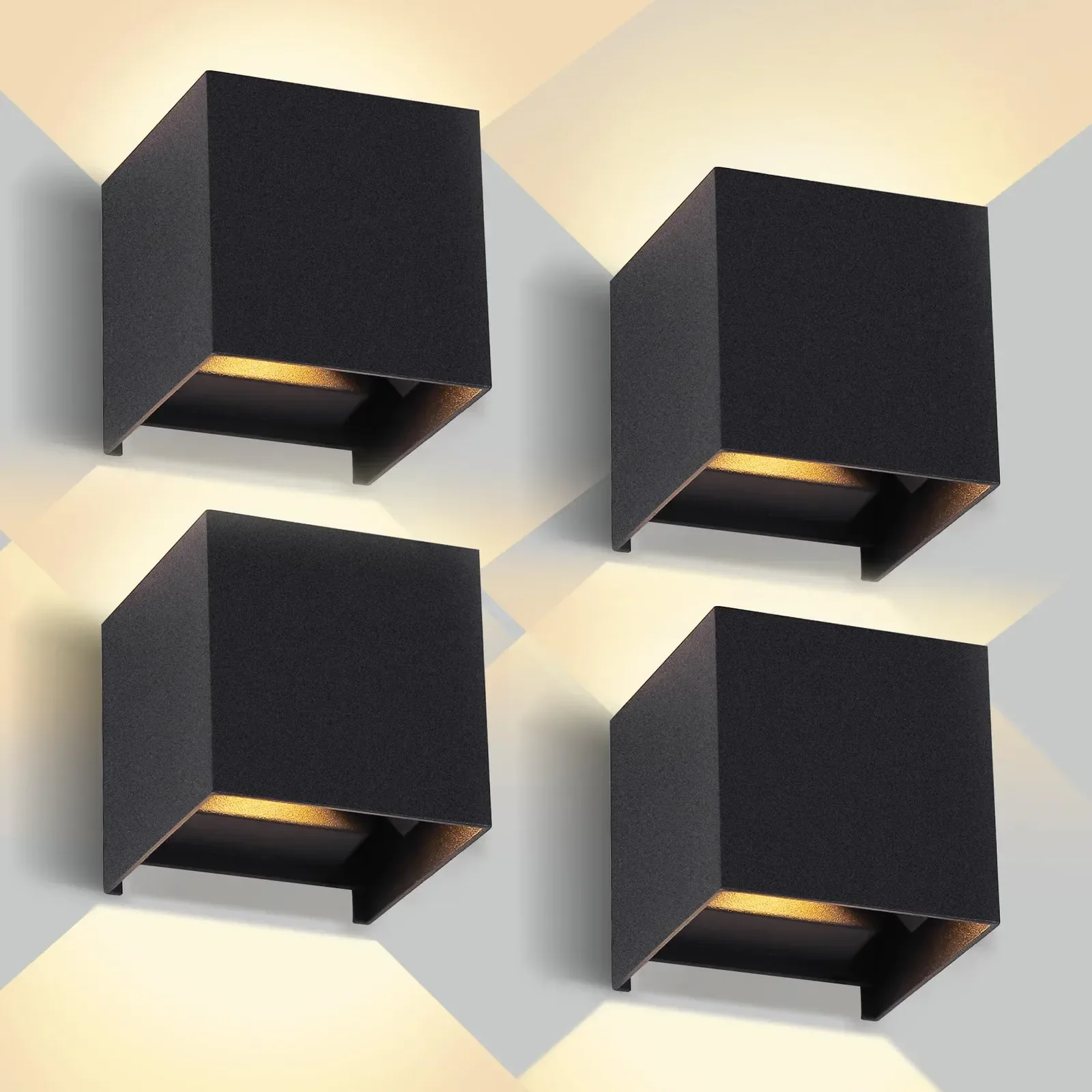Комплект 4 външни LED стенни лампи YICALE 12W, IP65, 3000K — снимка 2