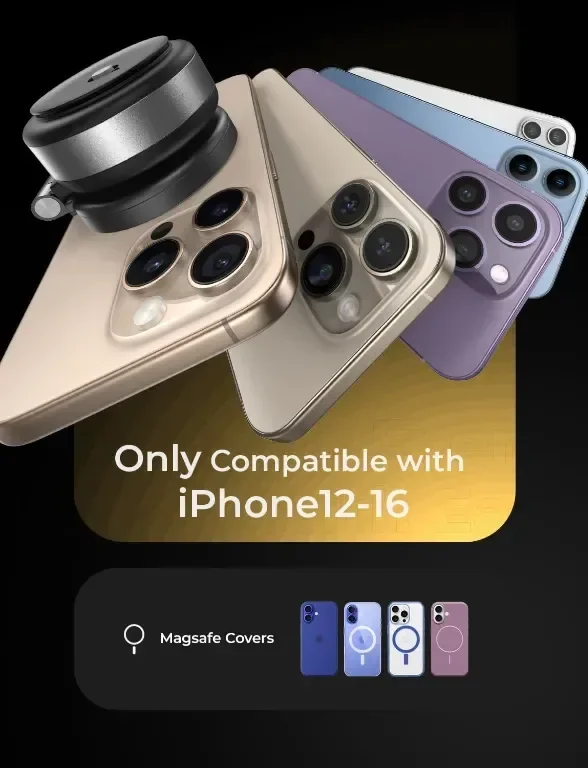 LISEN Електрическа стойка за телефон с вендуза, за MagSafe iPhone 16/15/14/13/12, черна — снимка 5