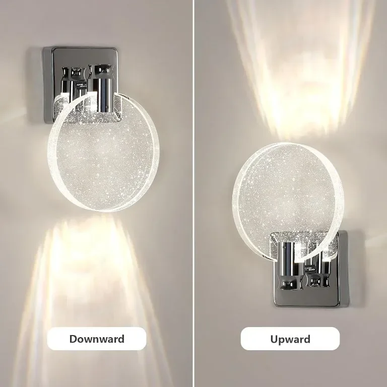 Comely LED стенна лампа, кръгла сребърна акрилна, 3000K/4500K/6500K — снимка 4