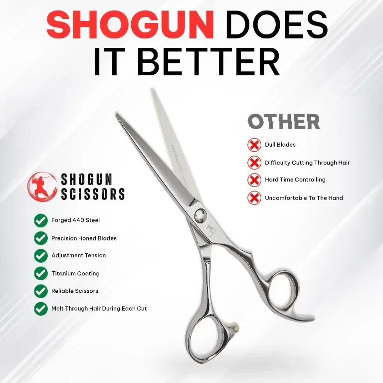 Японска стоманена ножица Shogun Ergo Premium 440C - Професионална фризьорска ножица, 5 инча — снимка 3