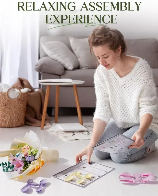 ROKR Flower Bouquet 3D пъзел букет модели комплекти за възрастни, изкуствени цветя, 450*320*420 мм — снимка 2