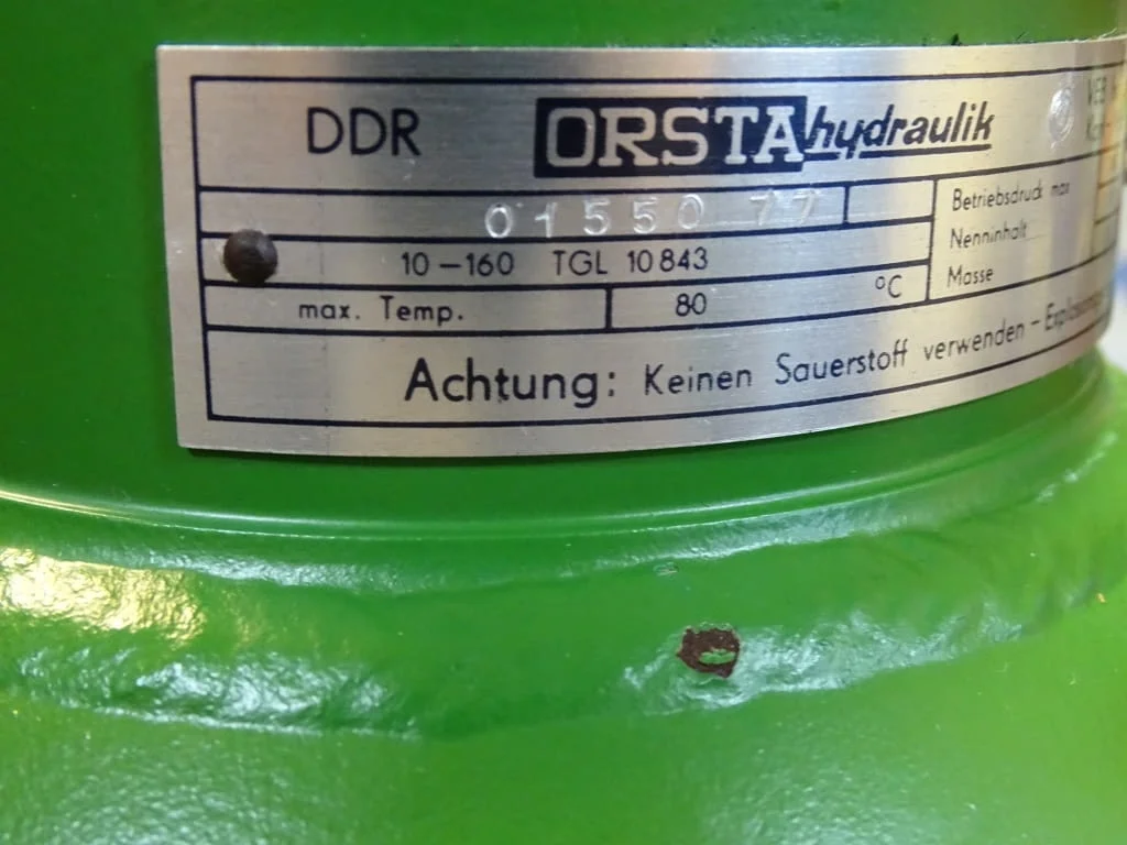 Хидроакумулатор Orsta Hydraulic 10-160 TGL 10843 Diaphragm Accumulator 160Bar, 10L — снимка 7