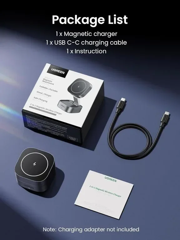 UGREEN MagSafe Charging, 2-в-1 магнитна станция за зареждане, (без адаптер) — снимка 7