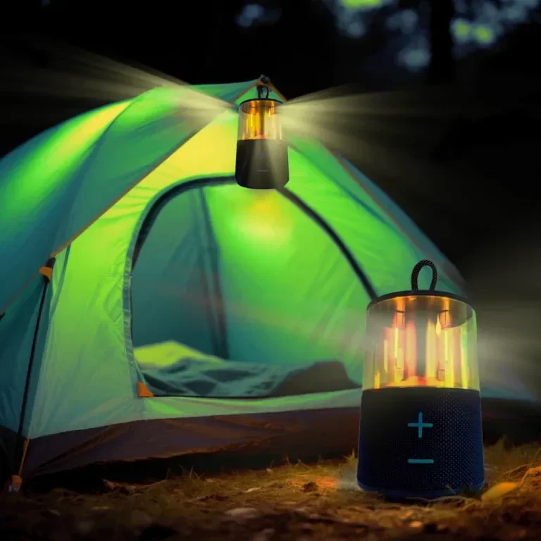 Преносим акумулаторен LED къмпинг фенер с Bluetooth високоговорител, винтидж — снимка 3