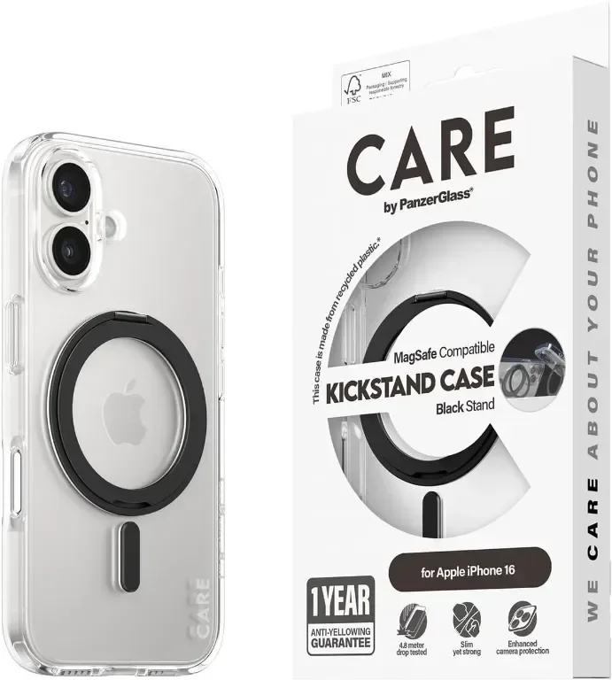 Калъф CARE BY PANZERGLASS® за Apple iPhone 16 със стойка MagSafe
