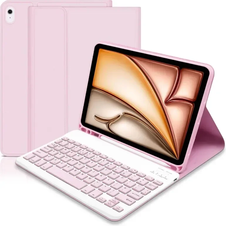 Калъф за iPad Air 11 инча с клавиатура, за ipad Air 6th /ipad Air 10.9" 5th/4th - розов