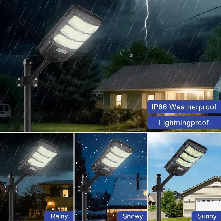 YACAISI Соларни улични лампи - 2 броя, 1200W LED, 8500K, дистанционно — снимка 5