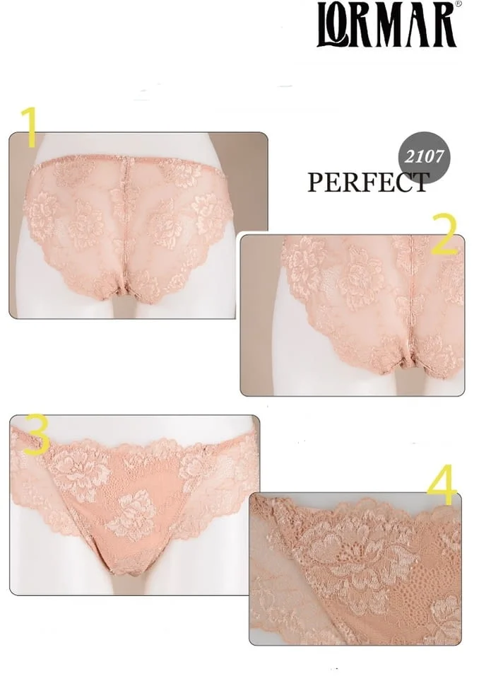 Lormar S, M, L, XL черни, телесни, бели женски дантелени бикини с нормална талия дамско бельо Лормар — снимка 2