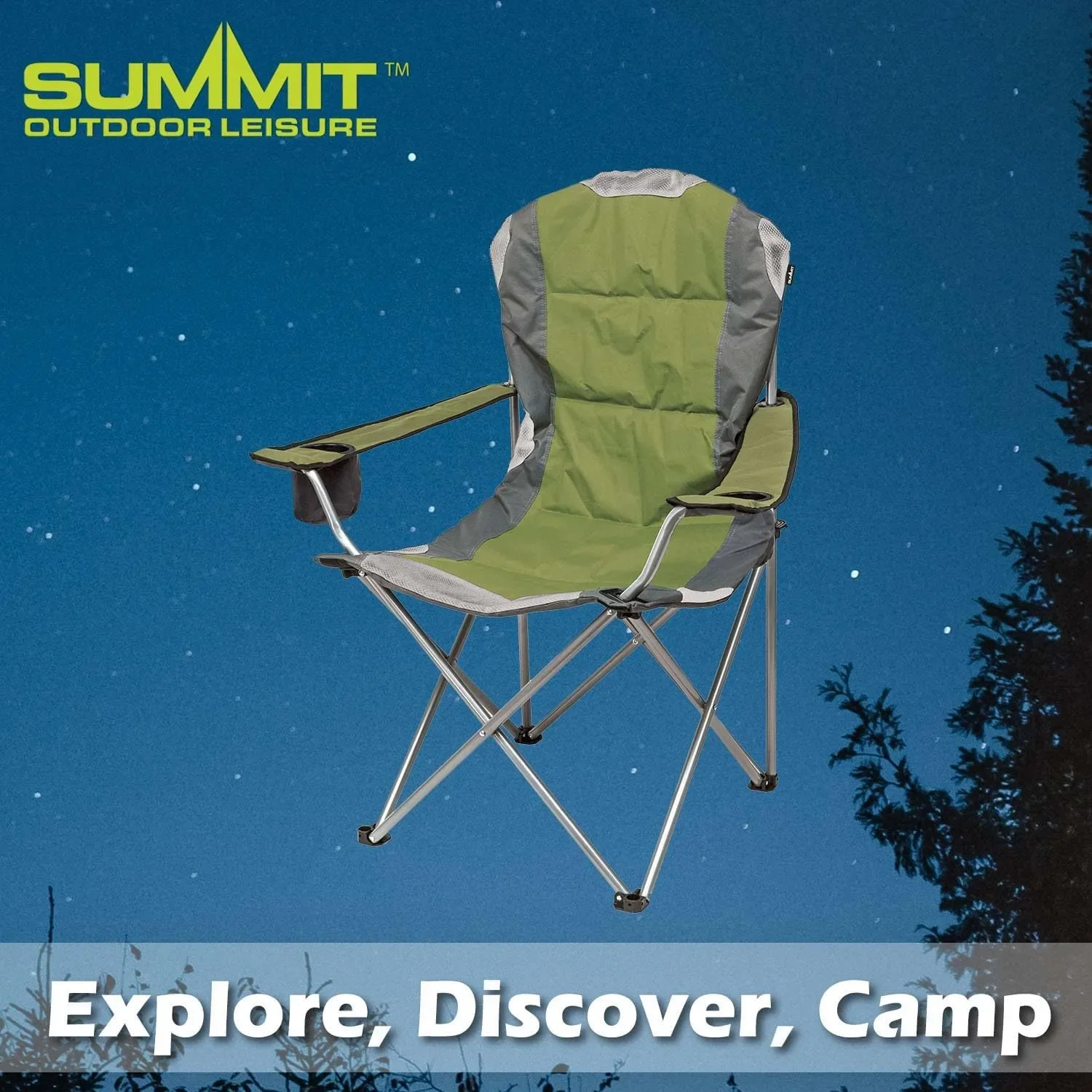 Къмпинг стол със сгъваема висока облегалка SUMMIT Outdoor Leisure и чанта за носене — снимка 3