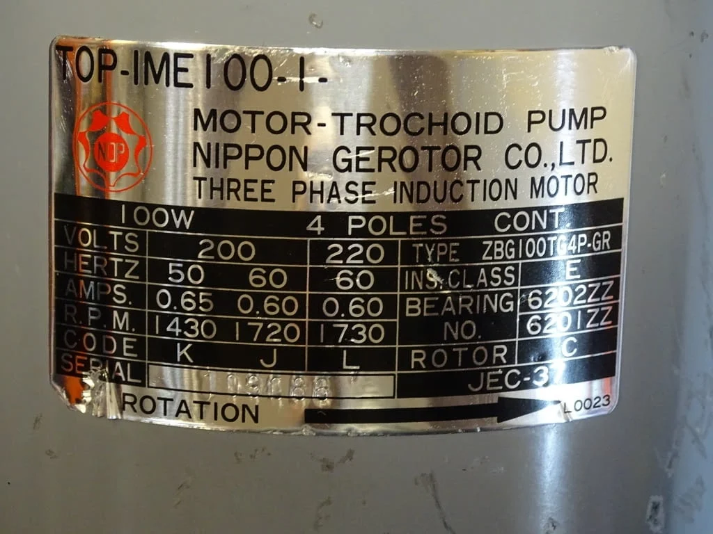Мотор-помпа NIPPON GEROTOR Motor-Trochoid Pump TOP-IME 100.1. 200VAC — снимка 5