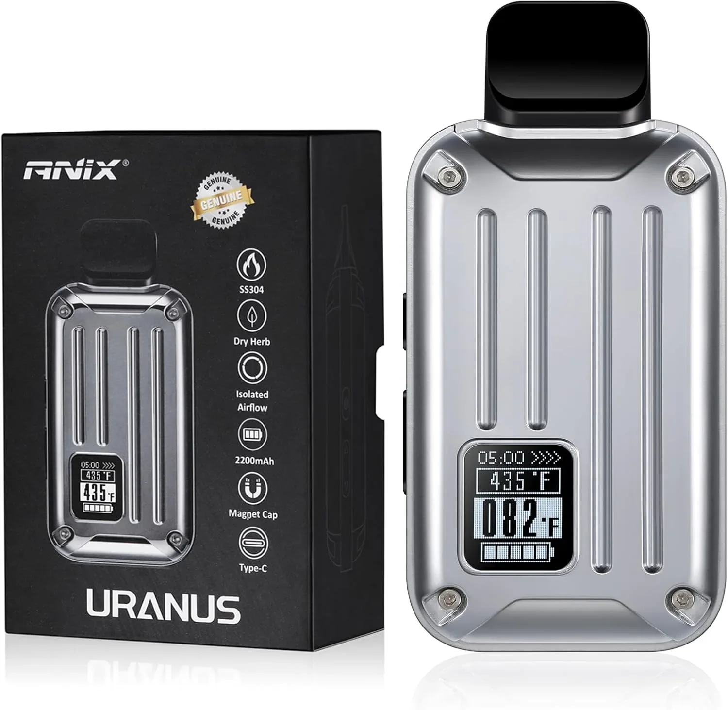 Uranus вейп/изпарител за сухи билки с батерия 2200 mAh, OLED дисплей и изолиран въздушен път (Type-C)