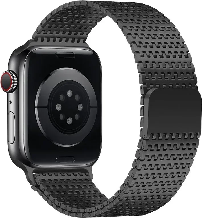 Anlinser Магнитна метална каишка за смарт часовник Apple Watch, 45 мм/44 мм/42 мм, черна — снимка 3