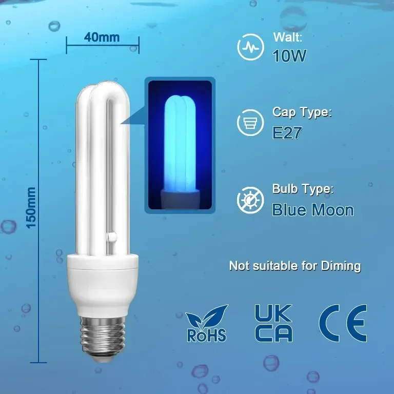 E27 10W LED крушка за аквариум, 48, 64 и 120 литра, идеална за осветление след залез слънце — снимка 7