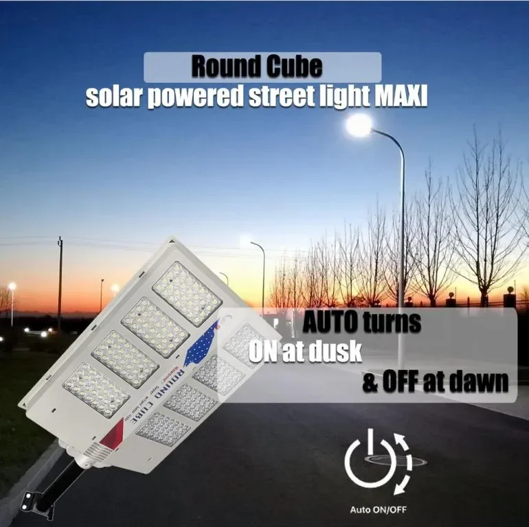 Round Cube LED соларна улична лампа, сензор за движение и дистанционно — снимка 3