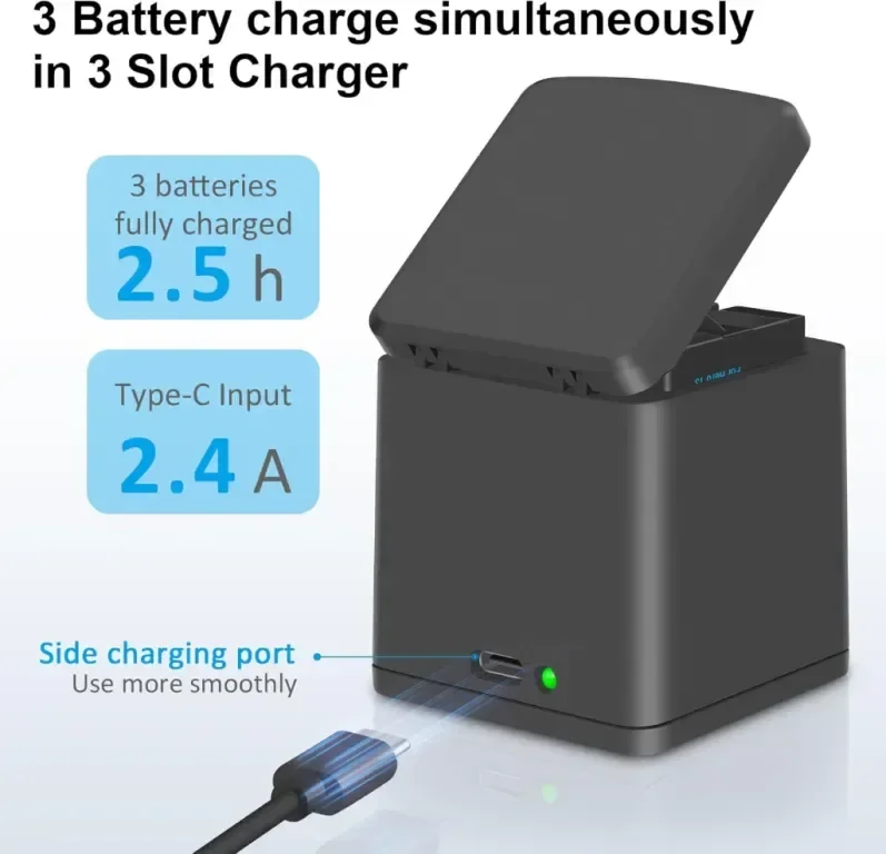 COOLSHOW HERO13 Enduro Акумулаторни батерии 3 броя, 2100mAh и 3-канално зарядно — снимка 5