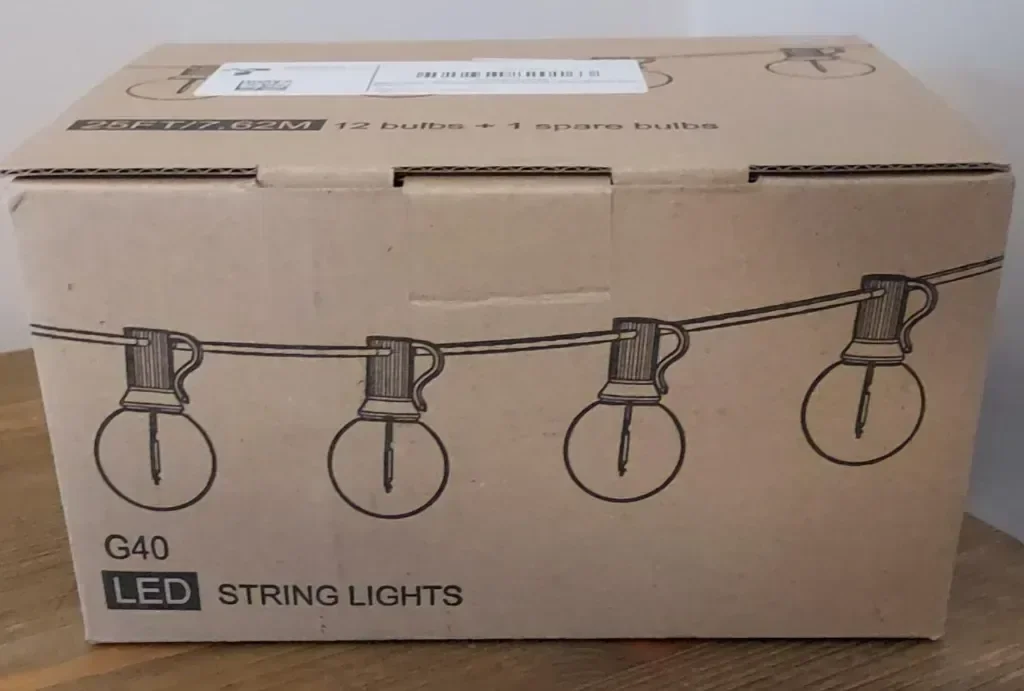 Rovnoes Външни струнни светлини 7,6 метра, 12+1 G40 LED крушки, IP 64 — снимка 6
