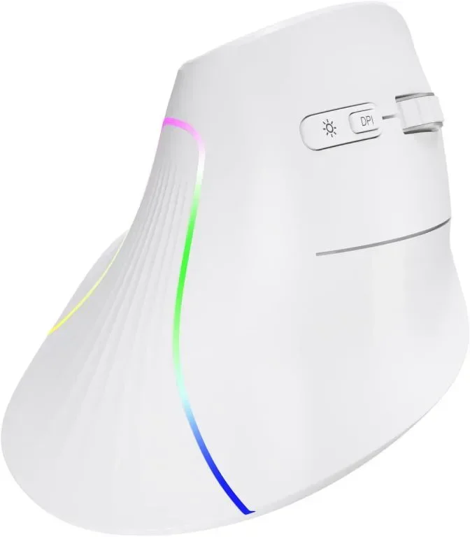 Вертикална безжична мишка CITLLA, ергономична, 2.4G USB приемник и два Bluetooth, RGB, акумулаторна — снимка 2