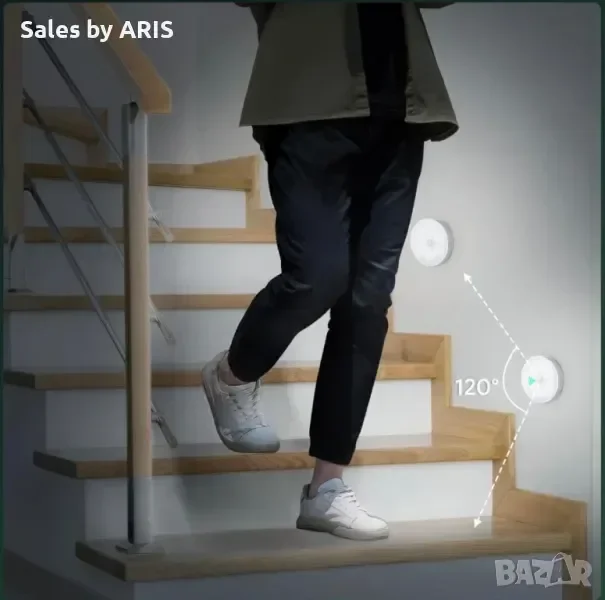 Blewandy 2 броя акумолаторни LED лампи със сензор за движение, димируеми — снимка 4