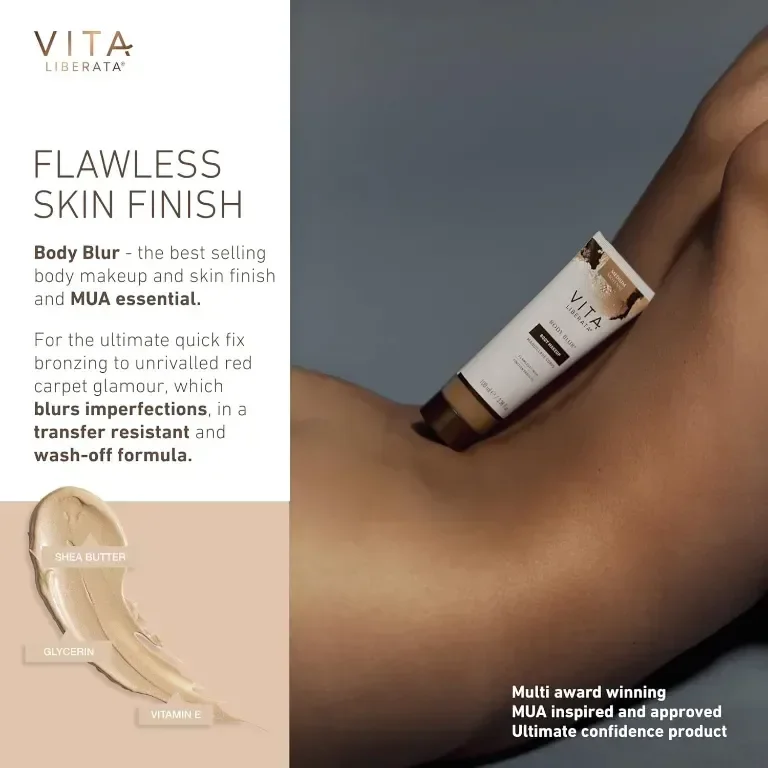 VITA LIBERATA Комплект за грим Body Blur Light 100 мл и четка, Грим за крака и тяло, Перфектен тен — снимка 3