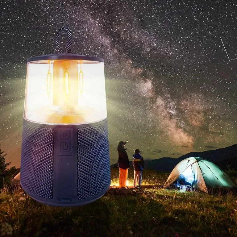 Преносим акумулаторен LED къмпинг фенер с Bluetooth високоговорител, винтидж — снимка 4
