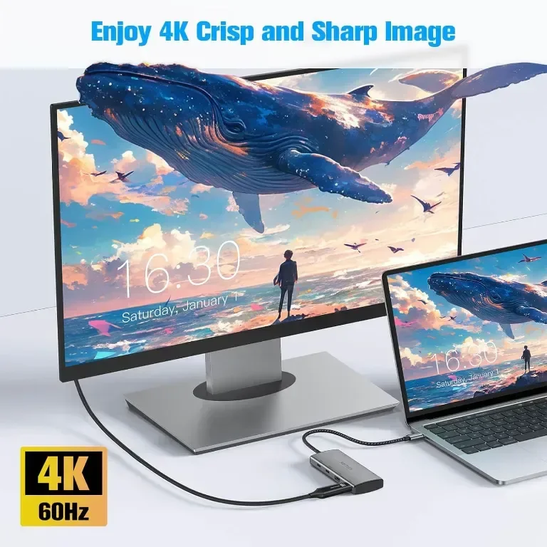 RSHTECH 10Gbps USB C хъб, 7-в-1 USB C многопортов адаптер с 4K HDMI, USB-A 3.2, 2 USB-C 3.2 — снимка 2