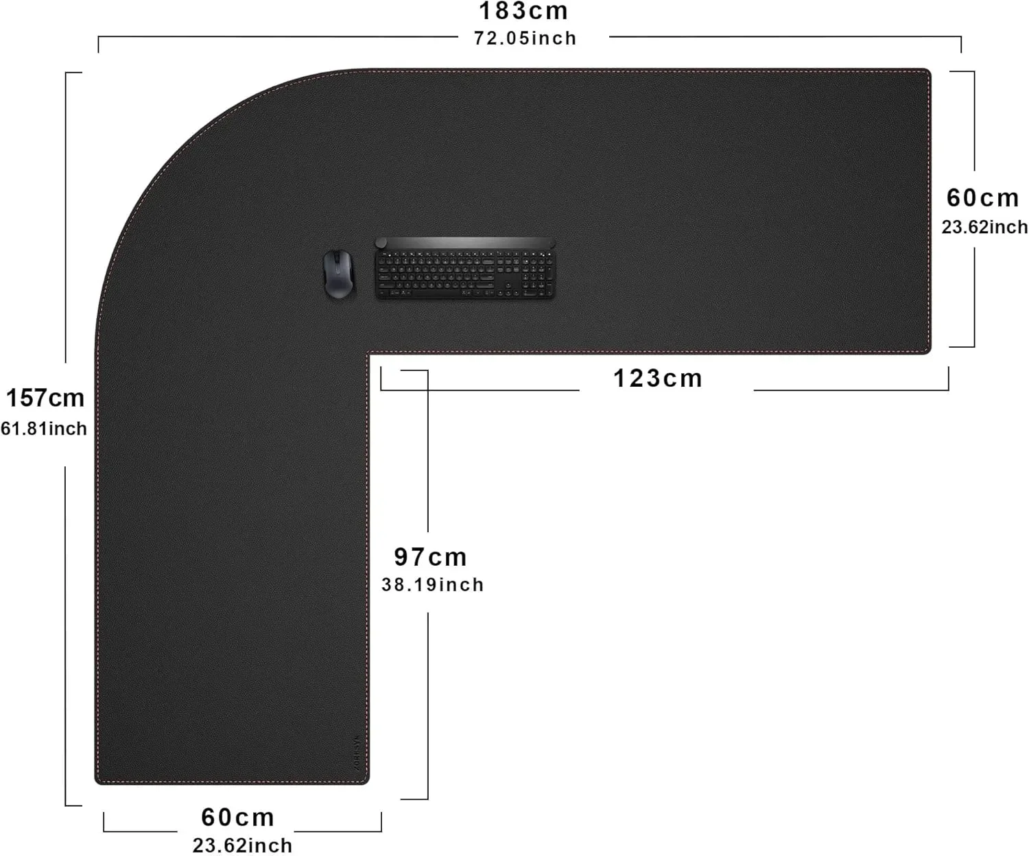 ZORESYN L-образна подложка за бюро от PU кожа за офис/игрова зона, 157×60 см — снимка 2