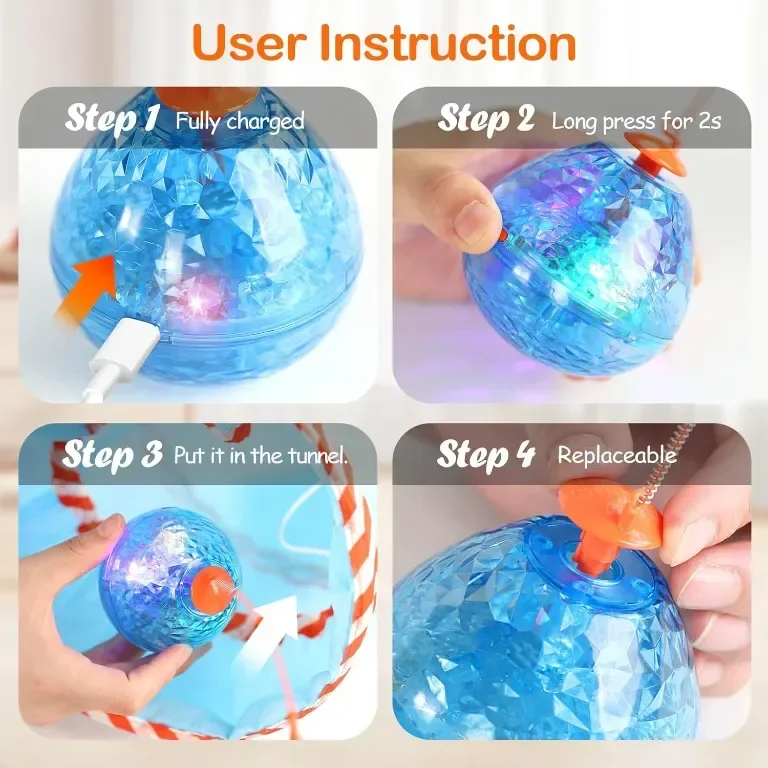 Migipaws Интерактивна играчка за котки, движеща се сянка, пеперудени пера, тунел, акумулаторна — снимка 2