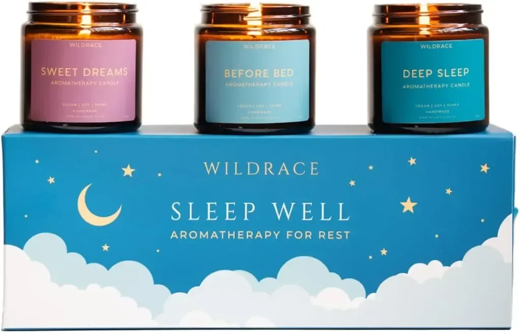 WILDRACE Подаръчен комплект свещи Sleep Well, ръчно изляти луксозни със 100% етерични масла