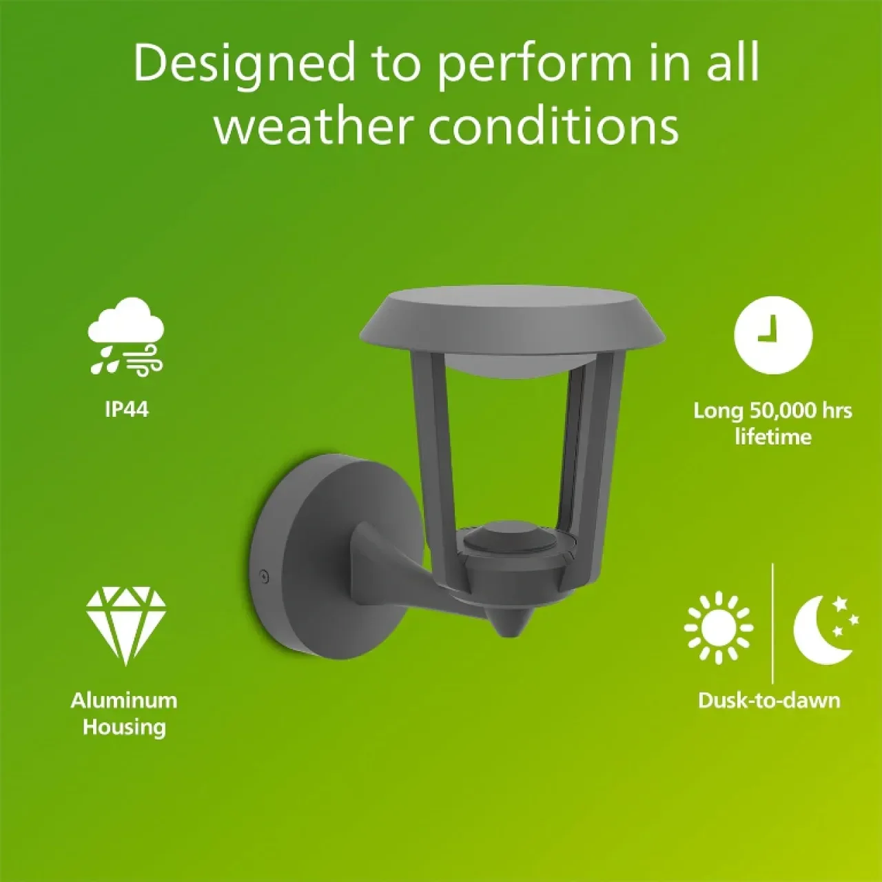 Външна LED стенна лампа Philips Nuvy, 800 lm, 2700 K, PowerShield,IP44