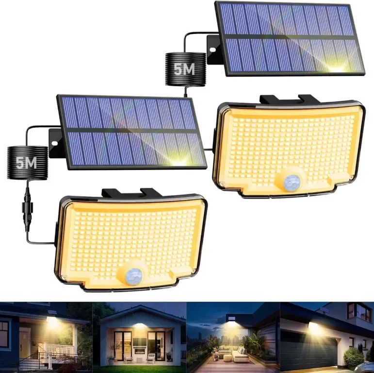 nipify 2 броя LED соларни охранителни лампи, сензор за движение, 3 режима, IP65