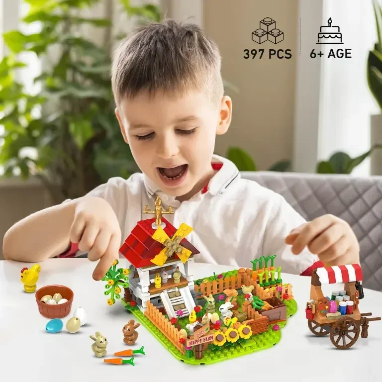 HOGOKIDS Комплект за изграждане на Великденска ферма, 397 части — снимка 9