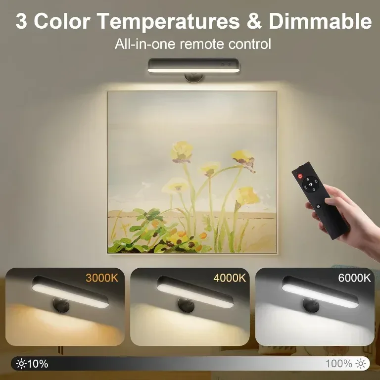 Speclux LED стенна лампа с батерия 7500mAh, 15 RGB цвята, въртене на 360°, (1 брой, черна) — снимка 2