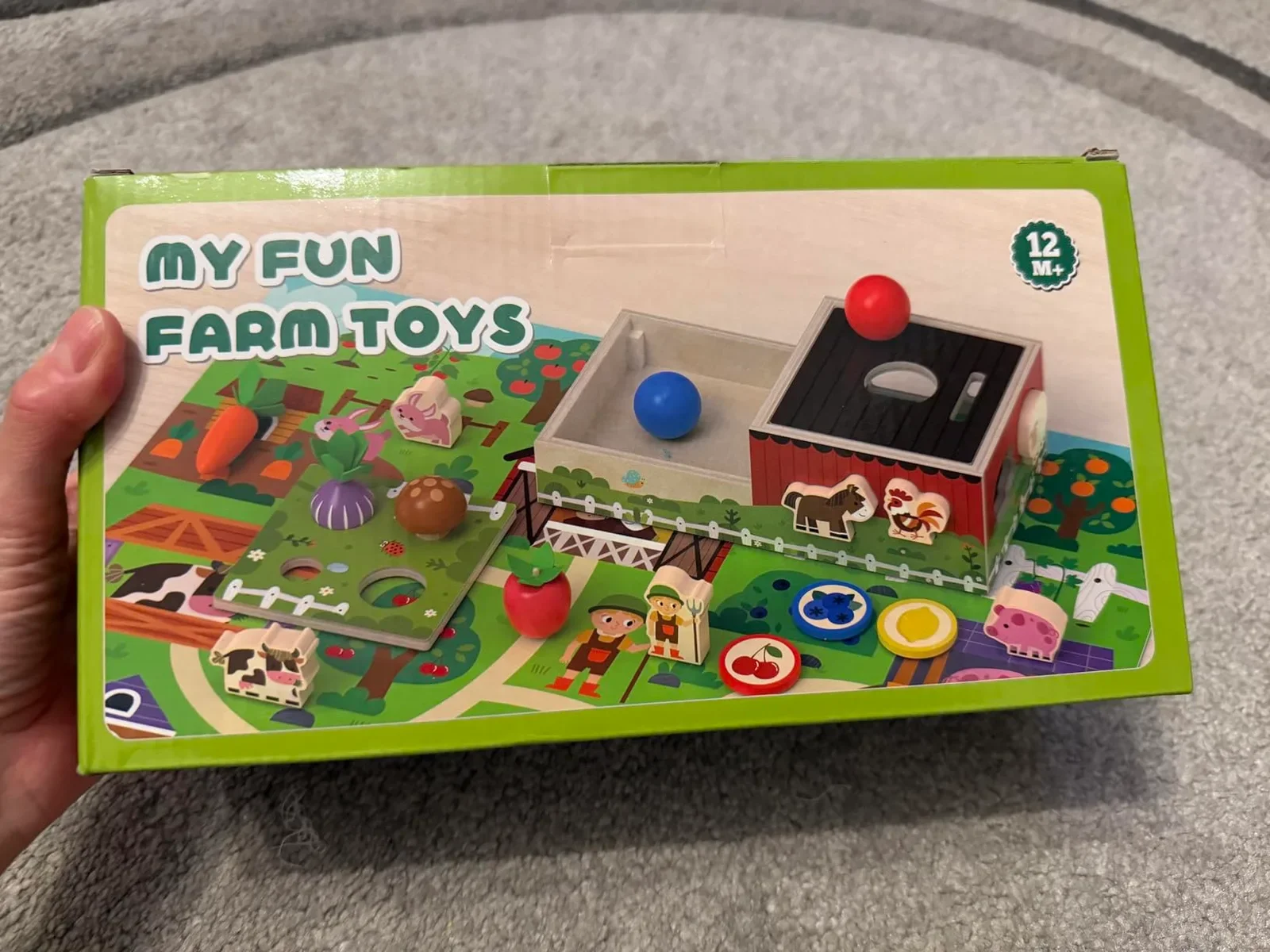 Дървена игра Montessori “Ферма” за 1-3 г. – сортиране по форма и сензорна игра — снимка 7