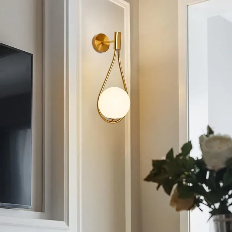 KRIPINC 5W стенна лампа със стъклена топка, златна LED стенна лампа, ретро стенна лампа — снимка 3