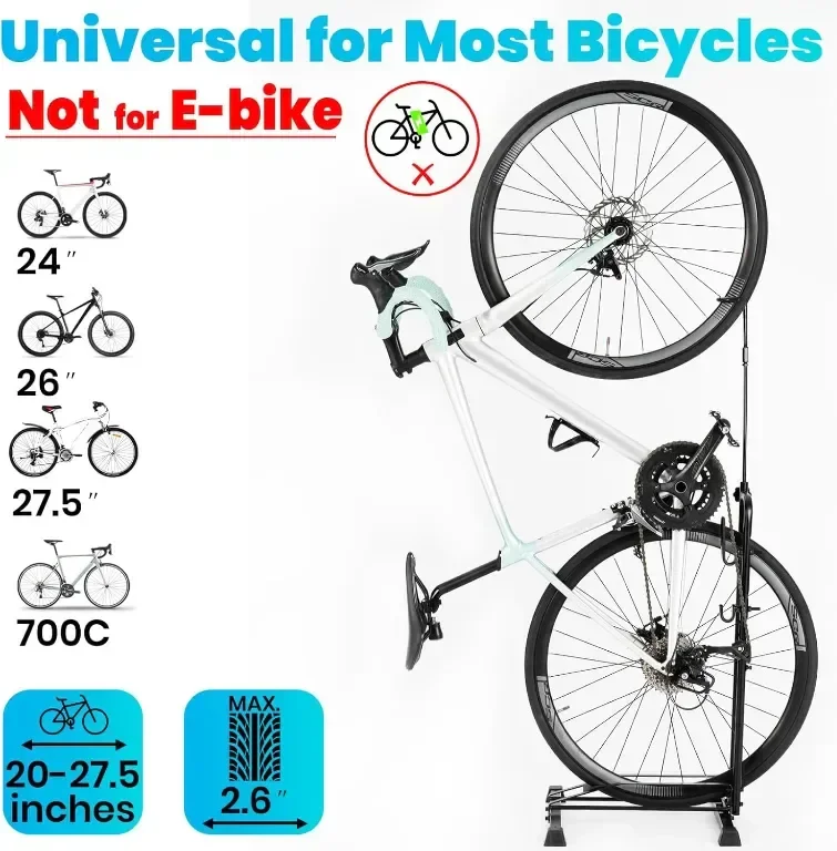 Favoto Bike Rack Stand Floor - Вертикална стойка за велосипеди, за велосипеди 20-29 инча, черна — снимка 3