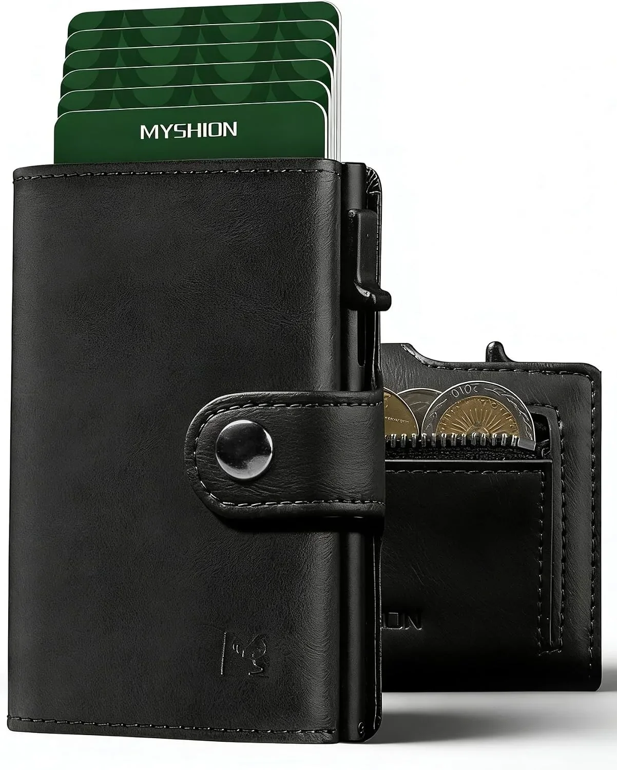 Мъжки портфейл с джоб за монети, прозорец за лична карта и RFID блокиране (до 11 карти)
